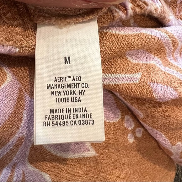 Aerie Floral Print Women's Flowy Jogger Style Pants Sz M Bronze Brown - Picture 8 of 14